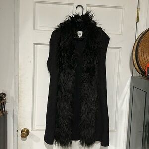 Luii large long vest feather detail wool